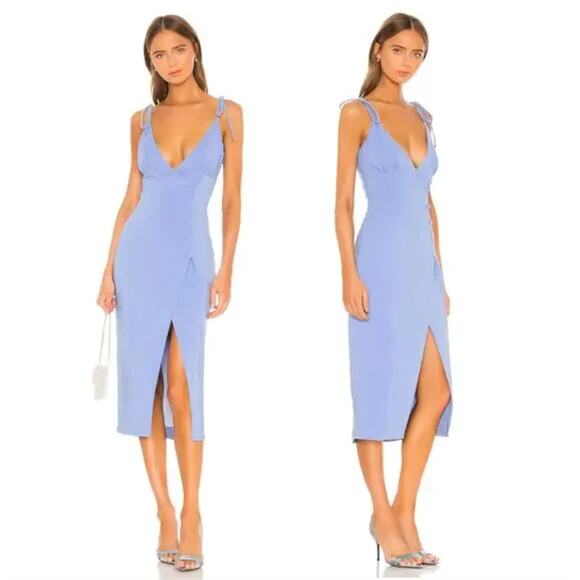 CAMILA COELHO Aaliyah Midi Dress Periwinkle Blue Sz M {TT14} - Picture 3 of 10